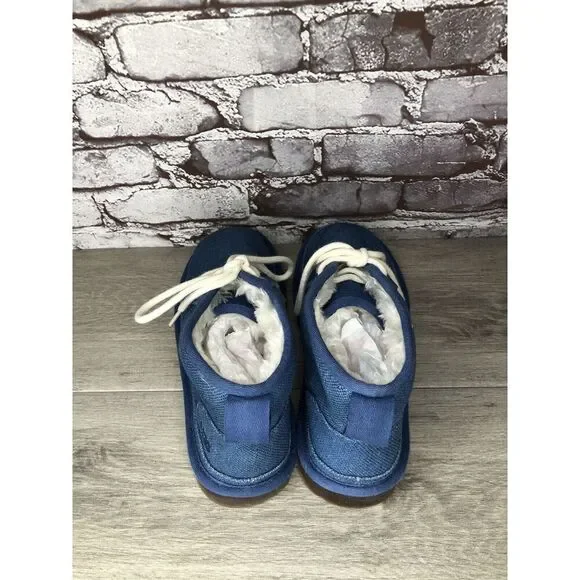 UGG Neumel Blue Fabric Fur WHT Lace Up Chukka Boots Men Sz 43EU/10M US 1117613